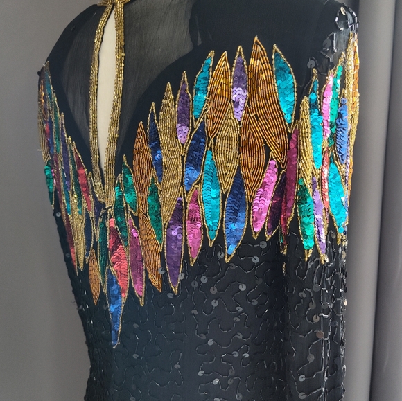 Leslie Fay 80s beaded dress size 8 vintage dress - Picture 8 of 12